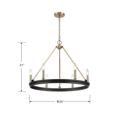 21'' Carruth Matte Black/Modern Gold 5 Light Chandelier