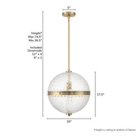 Bay Hollow 16-inch 1-light Alturas Gold Globe Pendant with Clear Glass