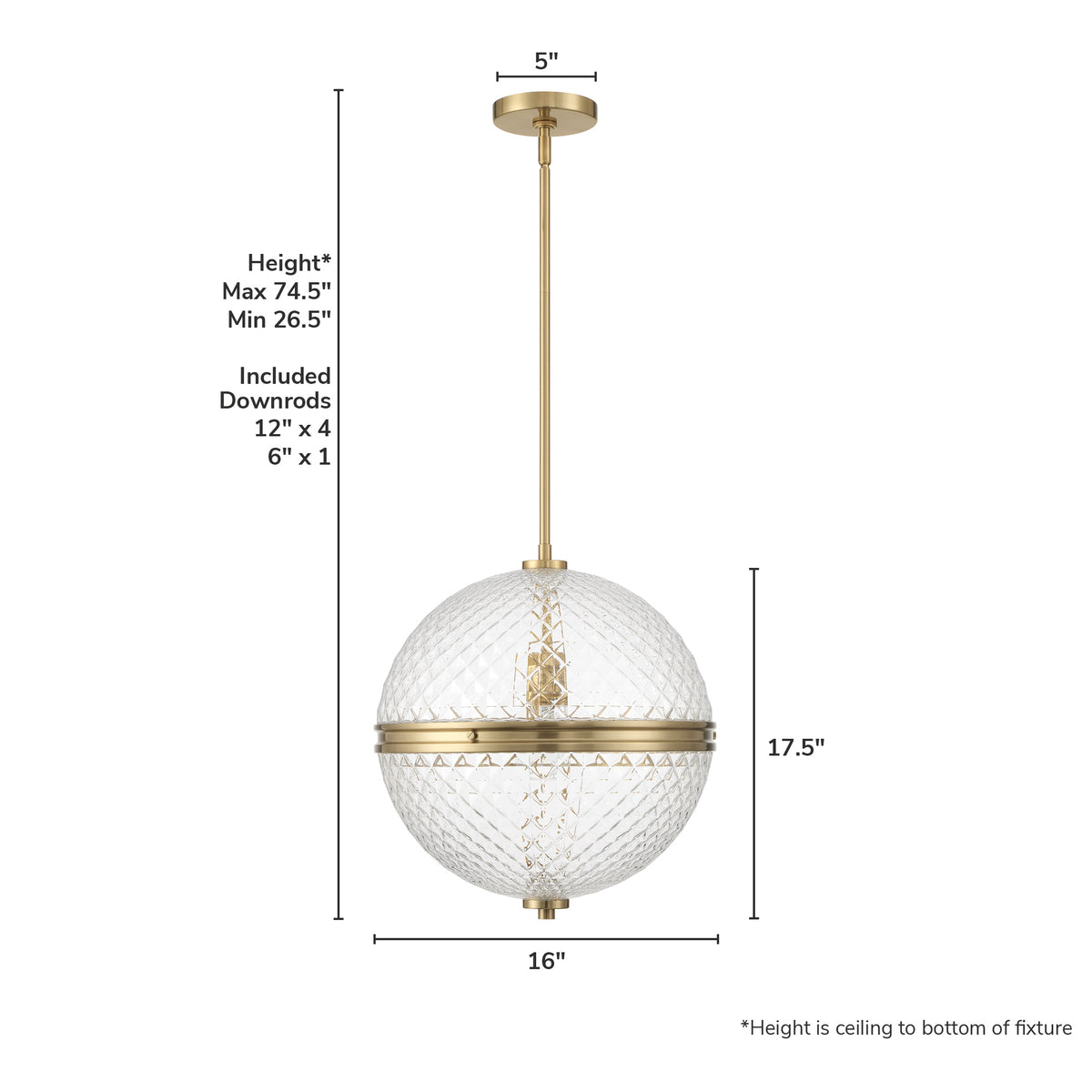 Bay Hollow 16-inch 1-light Alturas Gold Globe Pendant with Clear Glass