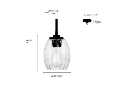 7.5'' Miravelle Matte Black 1 Light Mini Pendant