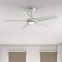 44 inch Zentech Wi-Fi ENERGY STAR® Fresh White LED Damp Rated Ceiling Fan Handheld Remote
