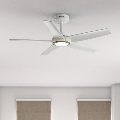 44 inch Zentech Wi-Fi ENERGY STAR® Fresh White LED Damp Rated Ceiling Fan Handheld Remote