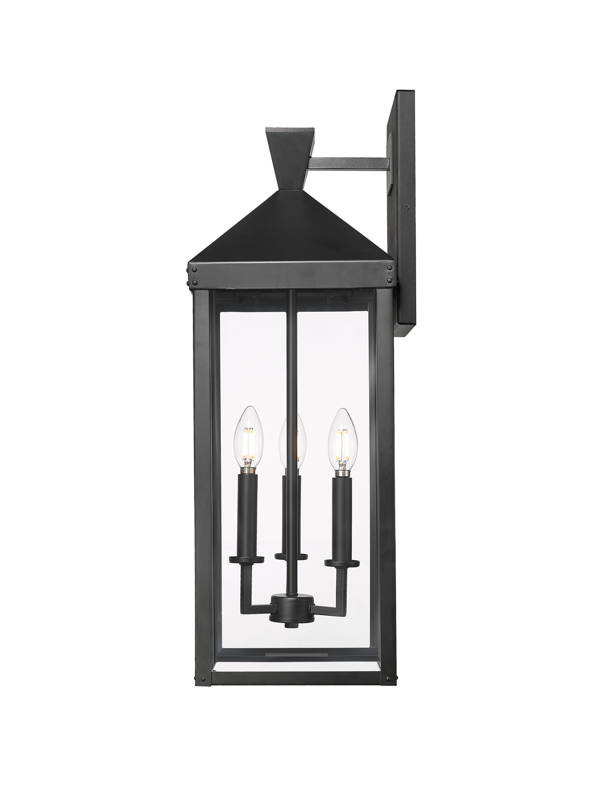 9'' Yates Powder Coated Black 3 Light Wall Sconce