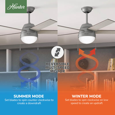 52 inch Anslee Matte Silver Ceiling Fan with LED Light Kit and Pull Chain