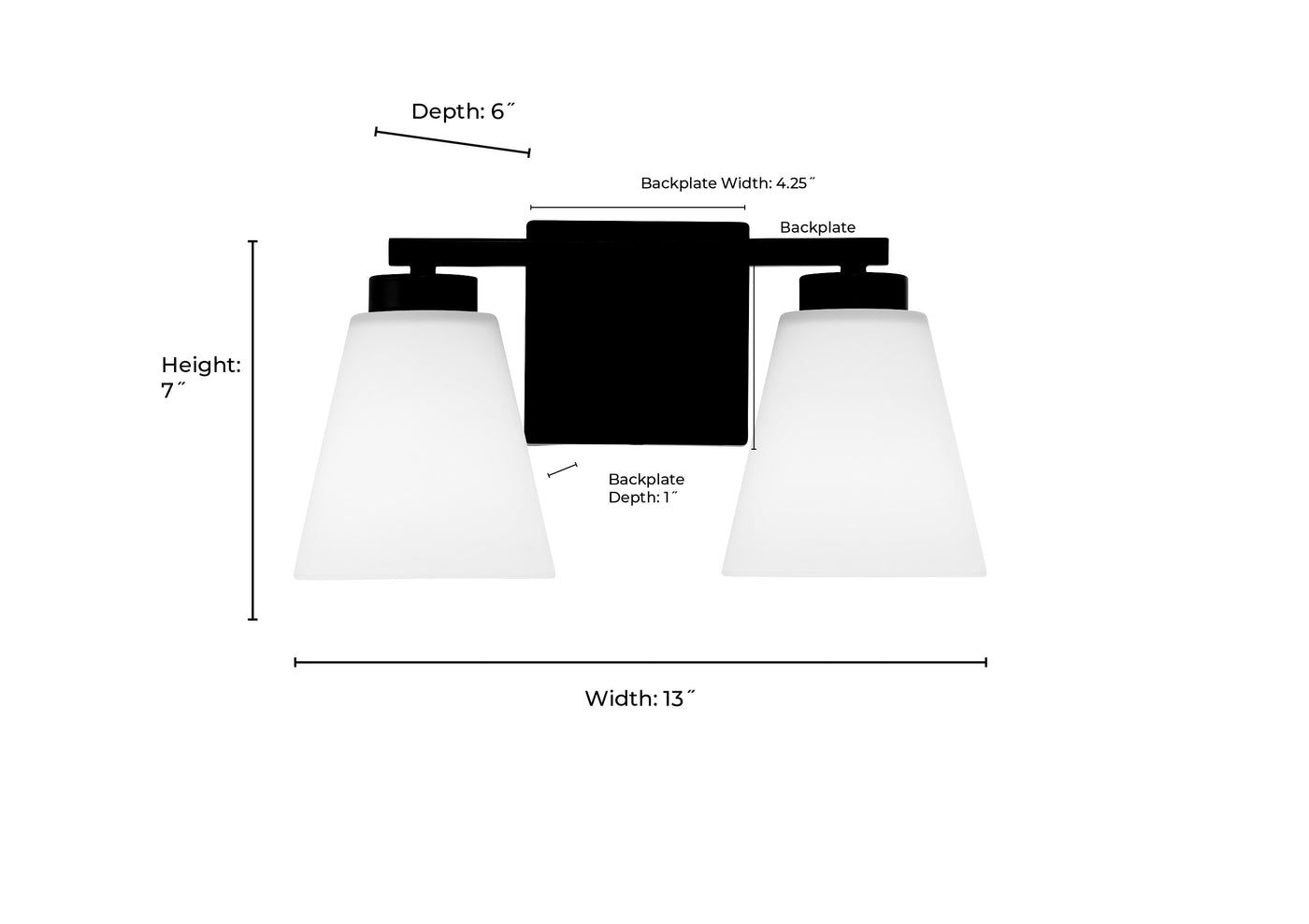 13-inch Strayhan Brushed Nickel 2-Light White Frosted Glass Bathroom Vanity Light