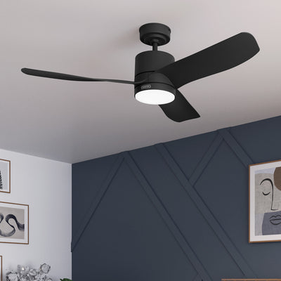 52 inch Bolsa Matte Black Ceiling Fan with LED Light Kit and Handheld Remote