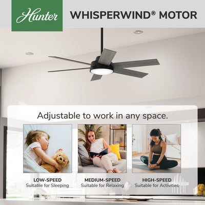 52 inch Donatella Matte Black Ceiling Fan with LED Light Kit and Handheld Remote
