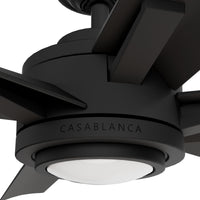 Casablanca 65 inch Melia ENERGY STAR® Matte Black Damp Rated Ceiling Fan with LED Light Kit and Wall Control and Handheld Remote
