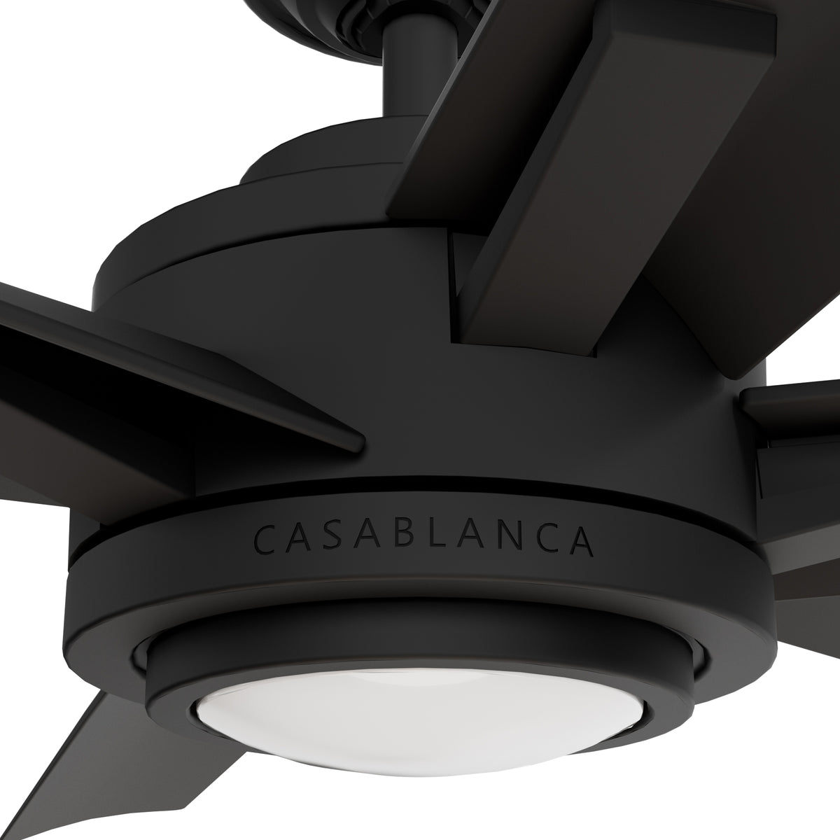Casablanca 65 inch Melia ENERGY STAR® Matte Black Damp Rated Ceiling Fan with LED Light Kit and Wall Control and Handheld Remote
