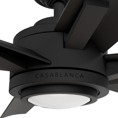 Casablanca 65 inch Melia ENERGY STAR® Matte Black Damp Rated Ceiling Fan with LED Light Kit and Wall Control and Handheld Remote