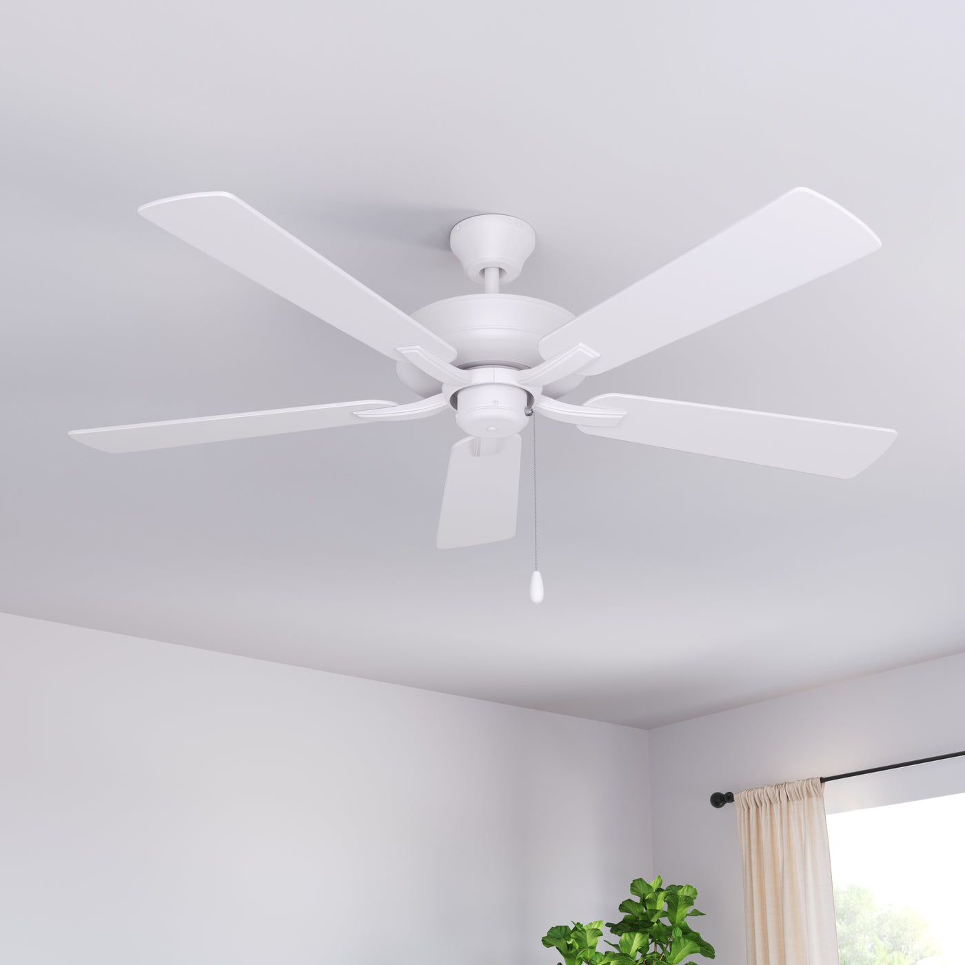 52 Inch Coltstaff AC Alabaster White Indoor Ceiling Fan 5-Blade Reversible