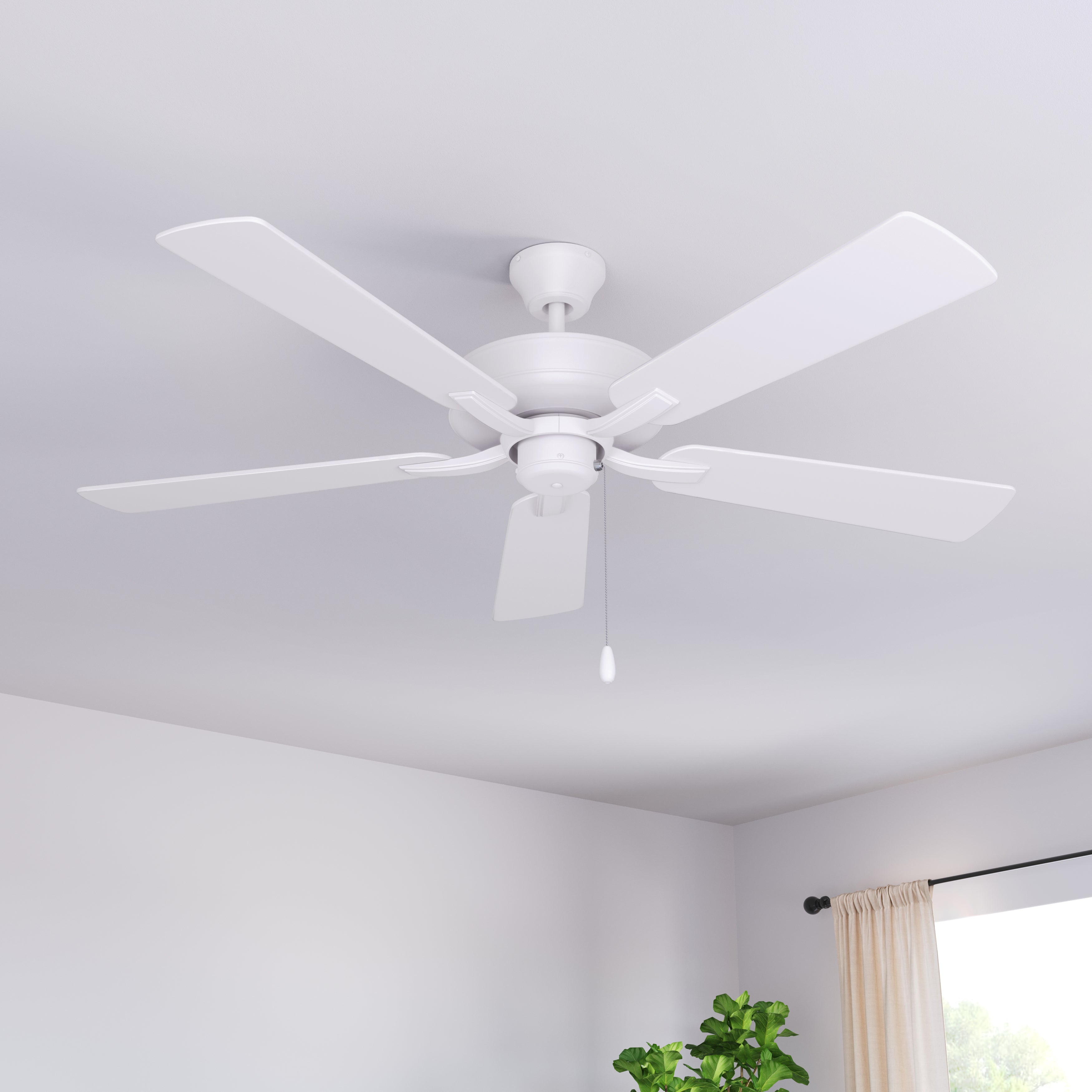 52 Inch Coltstaff AC Alabaster White Indoor Ceiling Fan 5-Blade Reversible