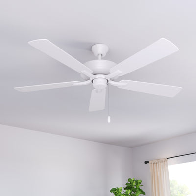 52 Inch Coltstaff AC Alabaster White Indoor Ceiling Fan 5-Blade Reversible