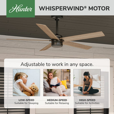 52 inch Burton Noble Bronze Damp Rated Ceiling Fan and Wall Control