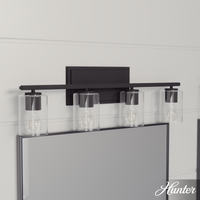 Lochemeade 28.5-inch 4-light Natural Black Iron Vanity Light with Smoked Glass
