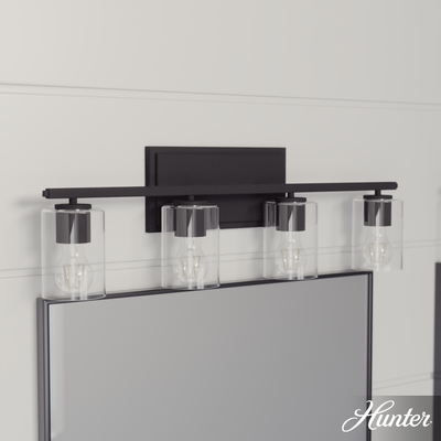 Lochemeade 28.5-inch 4-light Natural Black Iron Vanity Light with Smoked Glass