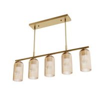 Beverly Glen 37-inch 5-light Luxe Gold Linear Chandelier with Amber Glass