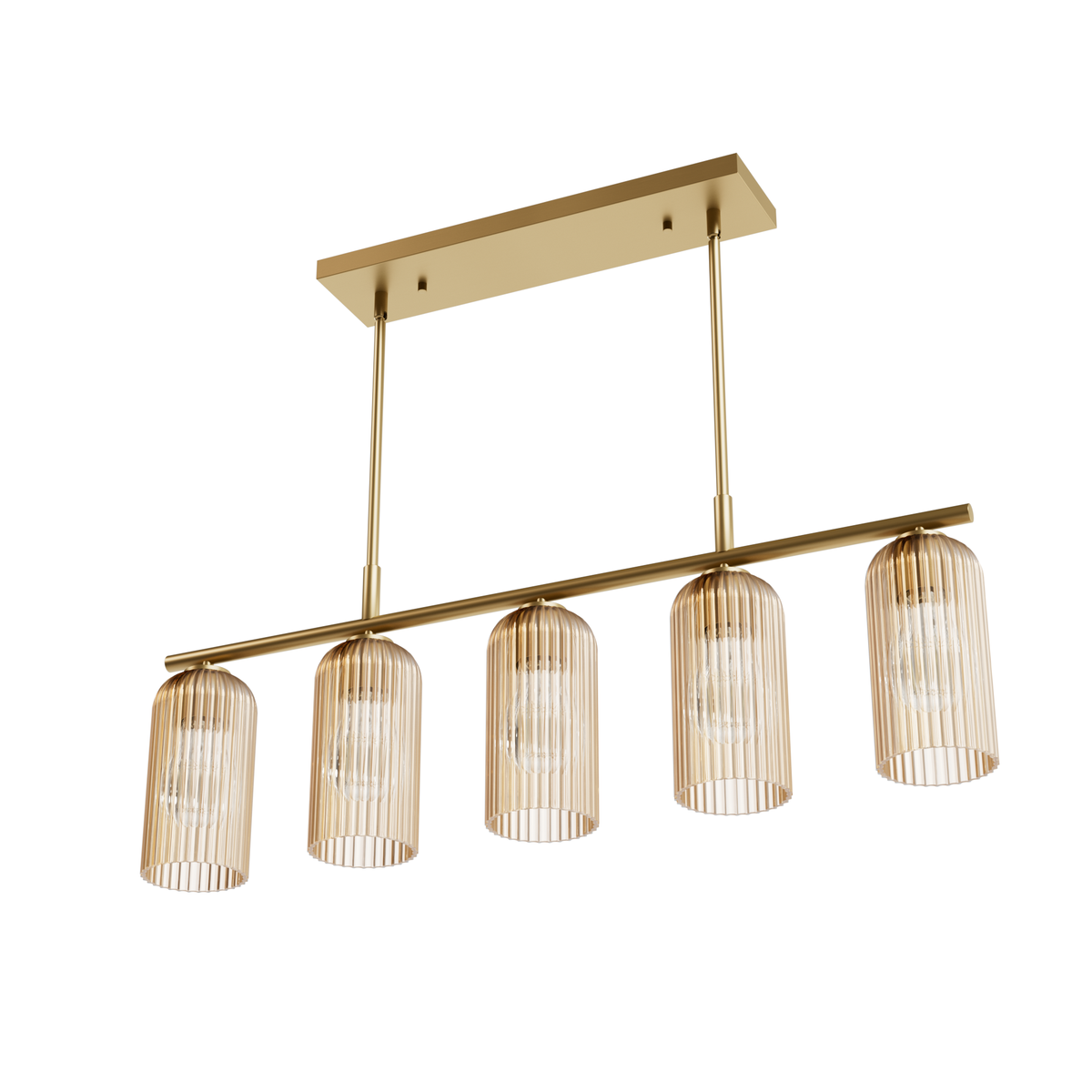 Beverly Glen 37-inch 5-light Luxe Gold Linear Chandelier with Amber Glass