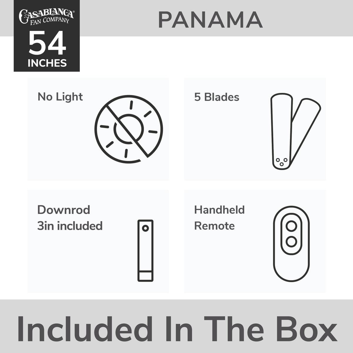 Casablanca 54 inch Panama ENERGY STAR® Brushed Nickel Ceiling Fan with Handheld Remote