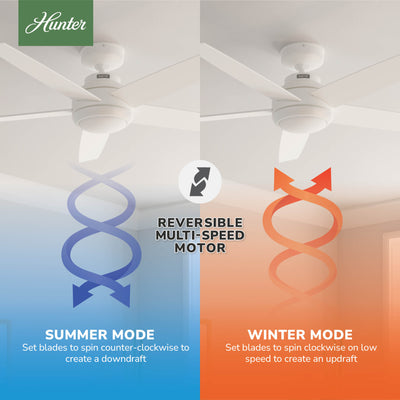 52 inch Zayden Fresh White Ceiling Fan with LED Light Kit and Handheld Remote