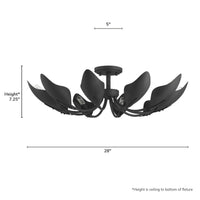 Juneway 28-inch 10-light Matte Black Flush Mount Ceiling Light with Matte Black Metal Shade