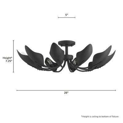 Juneway 28-inch 10-light Matte Black Flush Mount Ceiling Light with Matte Black Metal Shade