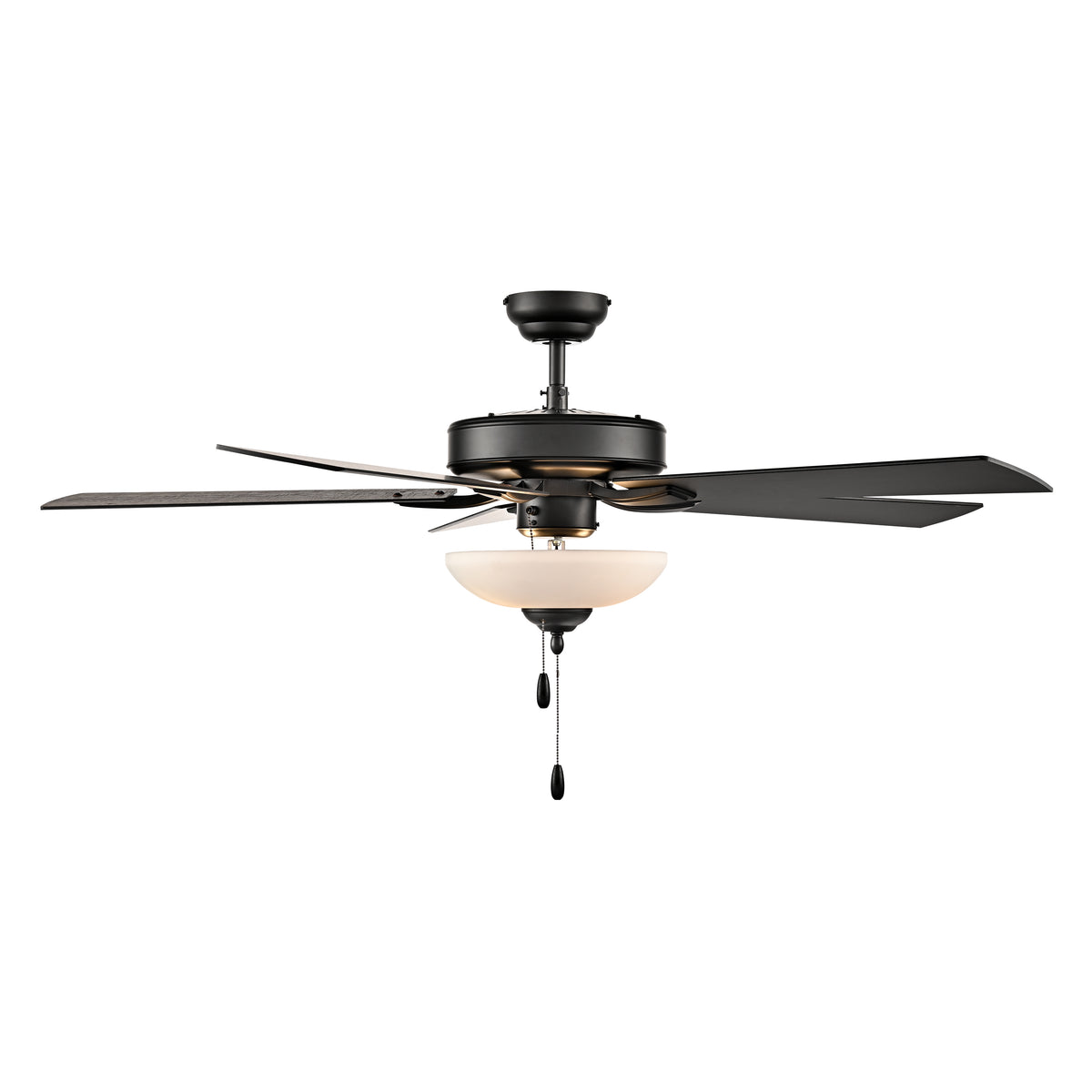 52 Inch Galeson AC Matte Black Indoor Ceiling Fan 5-Blade 2 Lights Reversible