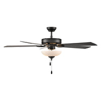52 Inch Galeson AC Matte Black Indoor Ceiling Fan 5-Blade 2 Lights Reversible