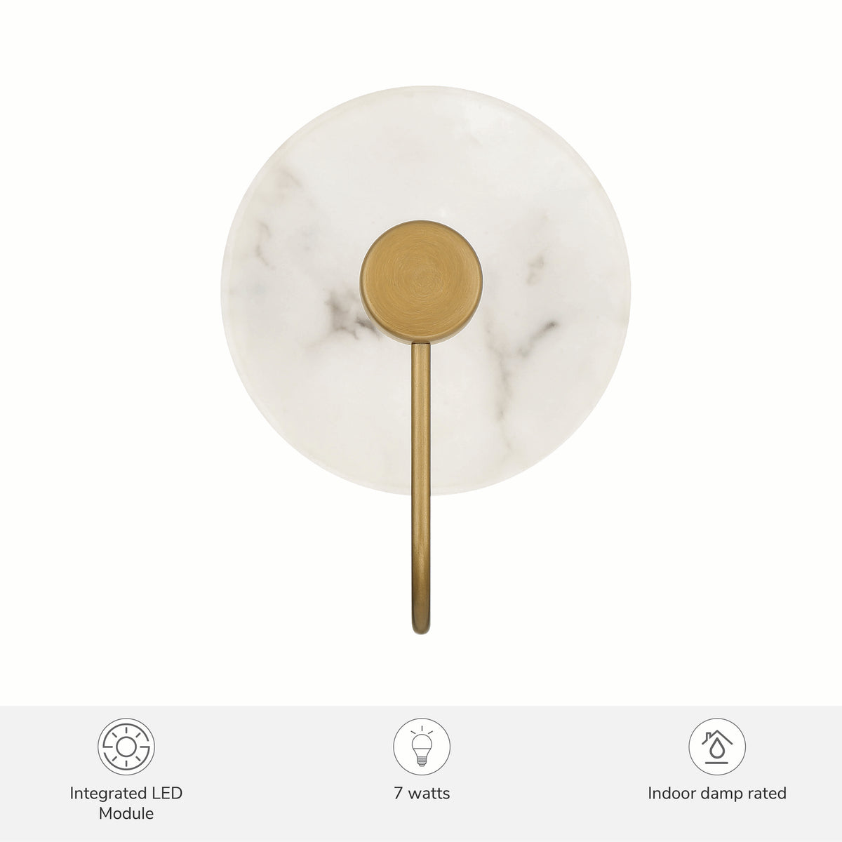 Amara Crest 8-inch 1-light Luxe Gold and Cast Alabaster LED Wall Sconce with Cast Alabaster Resin Shade