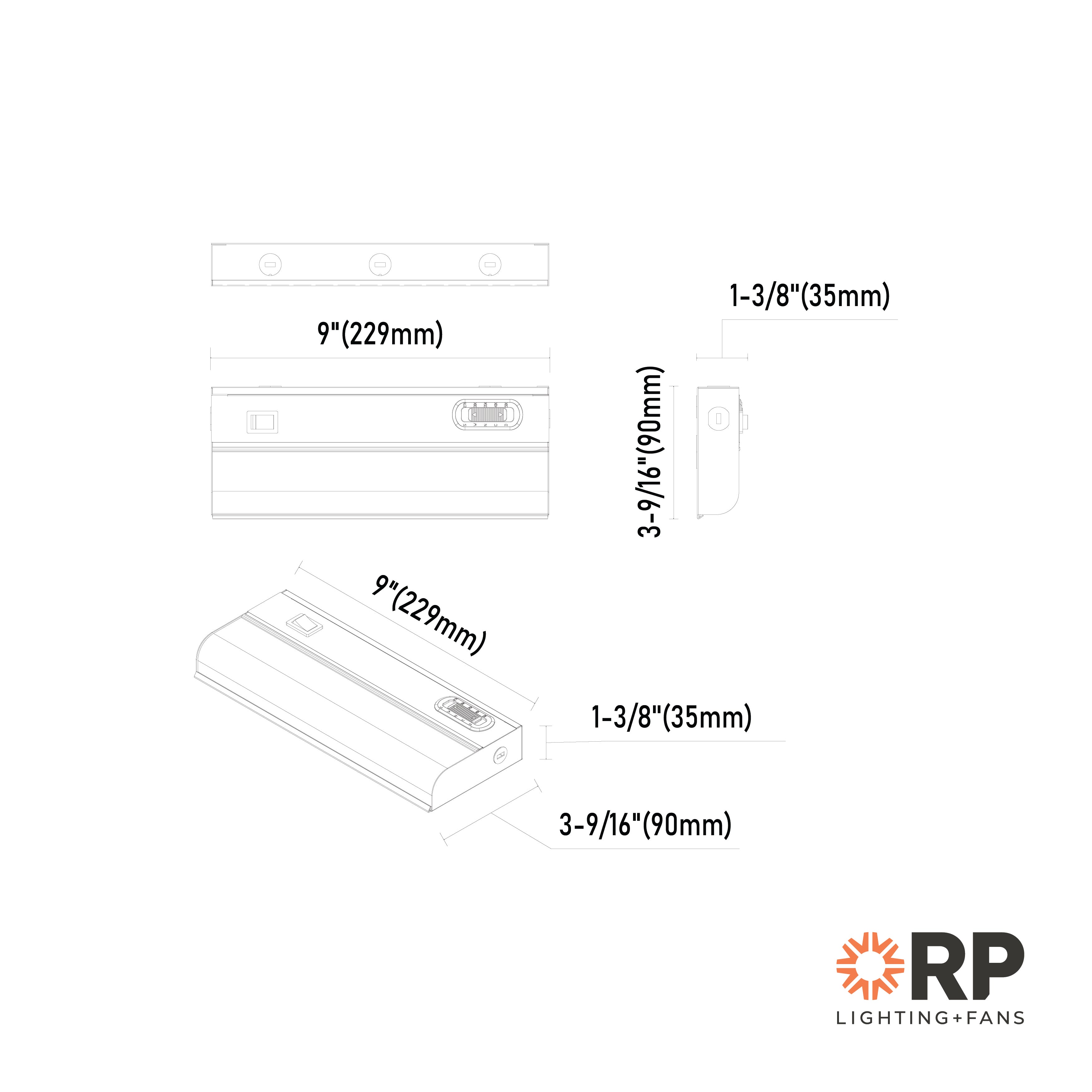 9-inch White Under Cabinet Light with 5-CCT Selectable White