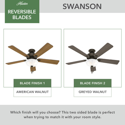 52 inch Swanson New Bronze Ceiling Fan with LED Light Kit and Pull Chain