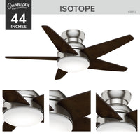 Casablanca 44 inch Isotope Brushed Nickel Low Profile Ceiling Fan with LED Light Kit and Wall Control