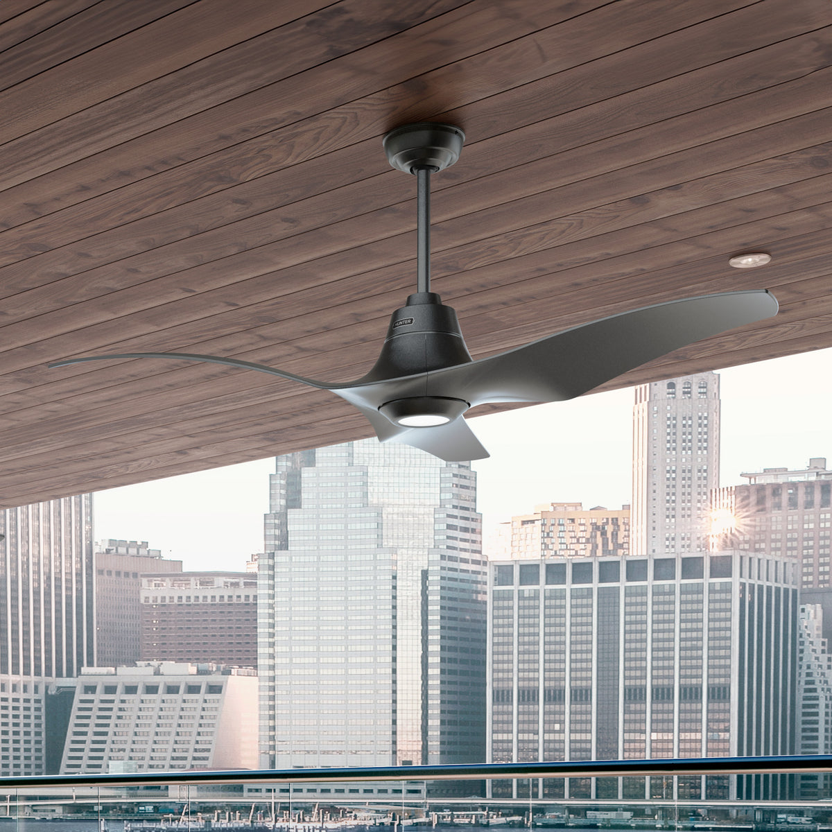 60 inch Arwen ENERGY STAR® Granite Damp Rated Ceiling Fan with LED Light Kit and Handheld Remote