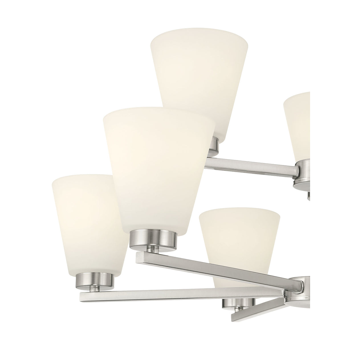 28.5-inch Strayhan Brushed Nickel 9-Light White Frosted Glass Chandelier