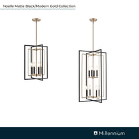 31.75'' Noelle Matte Black/Modern Gold 8 Light Pendant