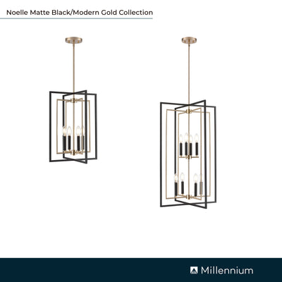 31.75'' Noelle Matte Black/Modern Gold 8 Light Pendant