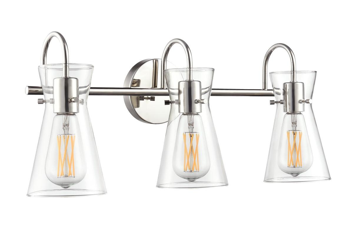 22'' Camellia Polished Nickel 3 Light Bath Vanity