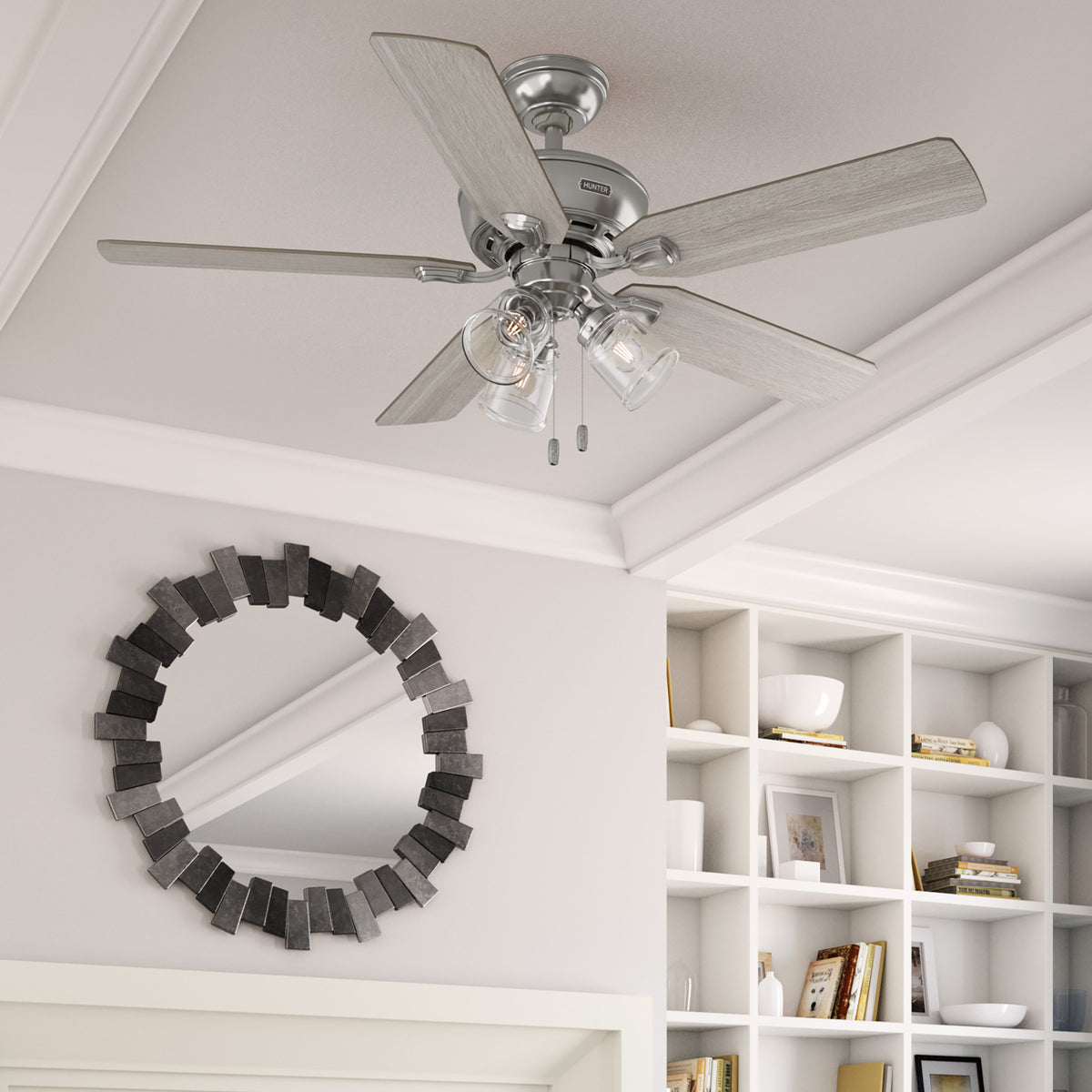 52 inch Rosner Brushed Nickel Ceiling Fan with LED Light Kit and Pull Chain