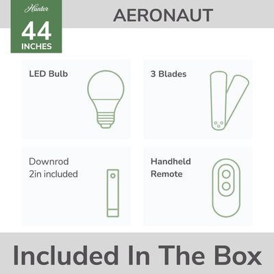 44 inch Aeronaut  Wi-Fi ENERGY STAR® Matte White Damp Rated Ceiling Fan with LED Light Kit