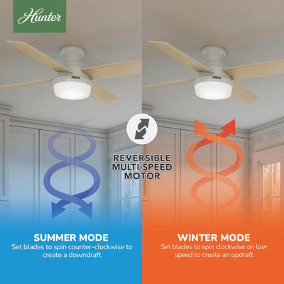 52 inch Dempsey Fresh White Low Profile Ceiling Fan with LED Light Kit and Handheld Remote