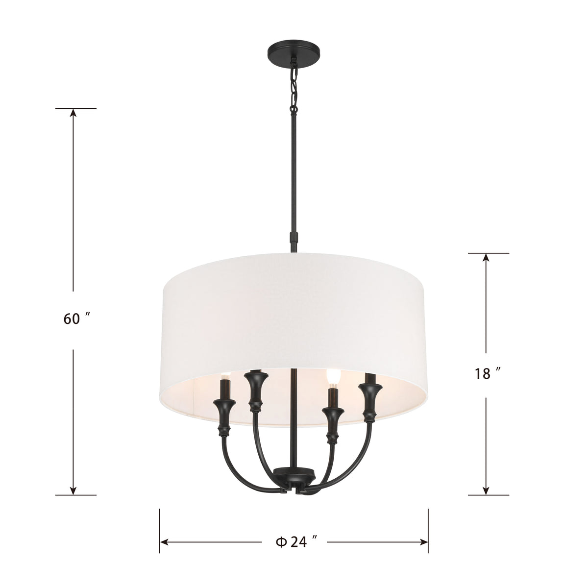 24'' Mairbourne Matte Black 4 Light Pendant