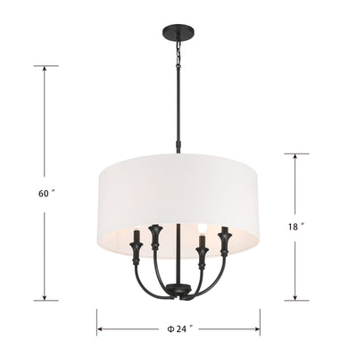 24'' Mairbourne Matte Black 4 Light Pendant