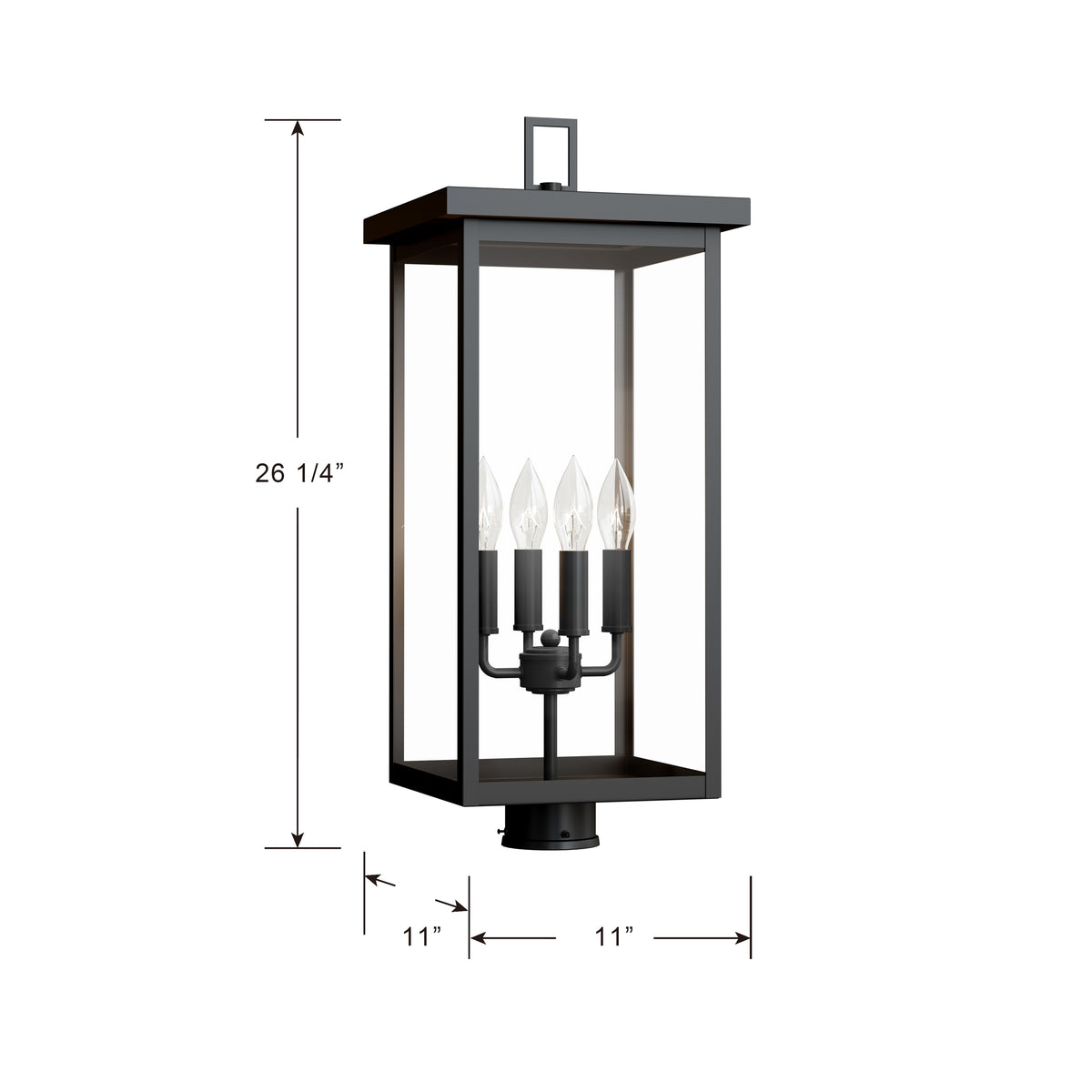 26.25'' Barkeley Powder Coated Black 4 Light Post Lantern