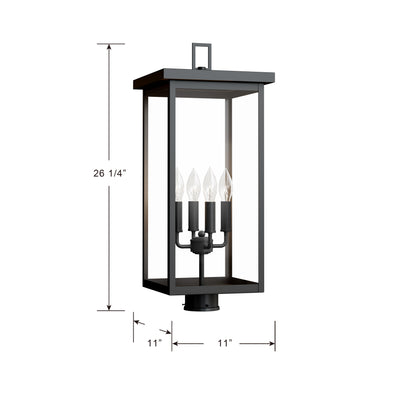 26.25'' Barkeley Powder Coated Black 4 Light Post Lantern