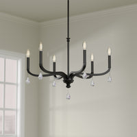 19.75'' Viremont Matte Black 6 Light Chandelier