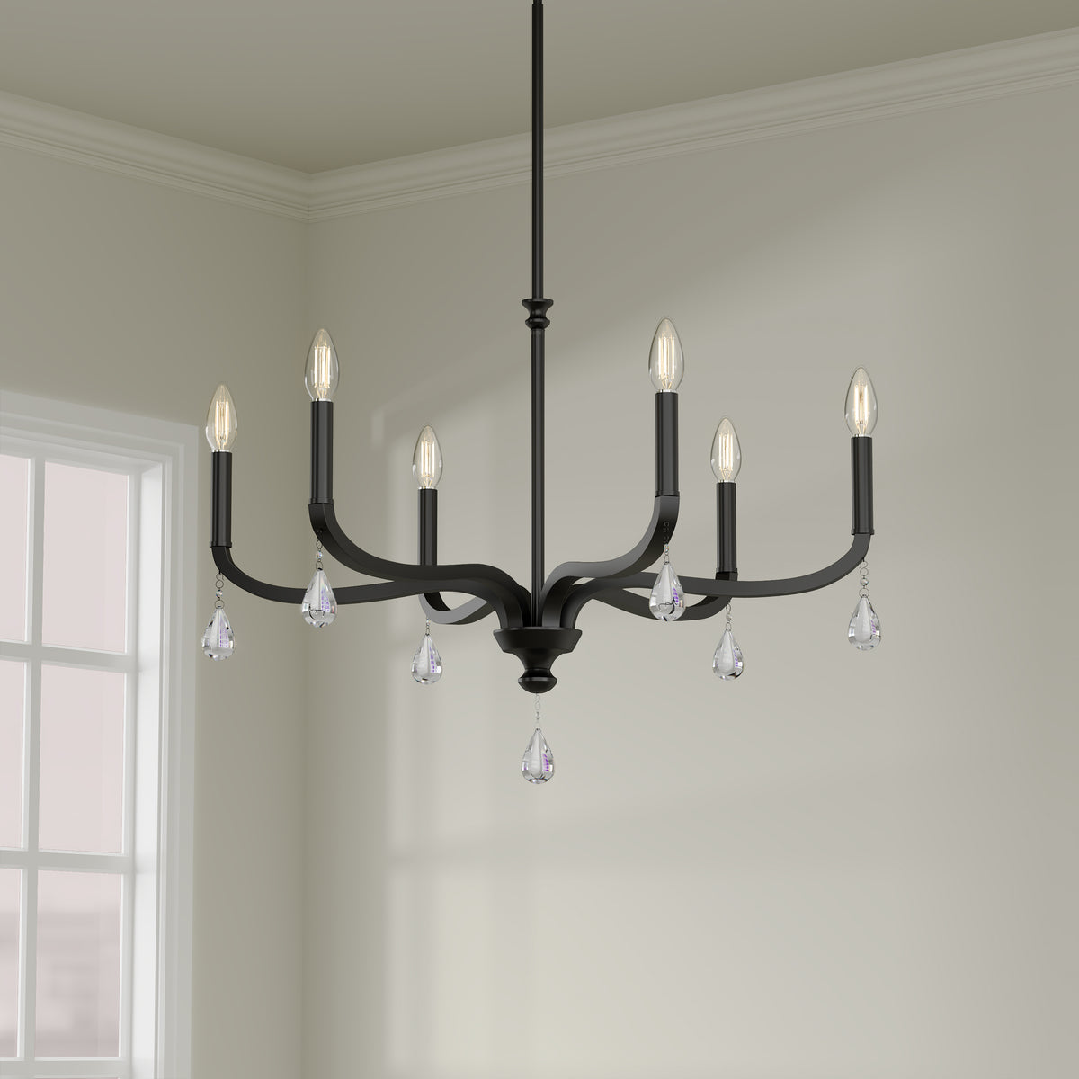 19.75'' Viremont Matte Black 6 Light Chandelier