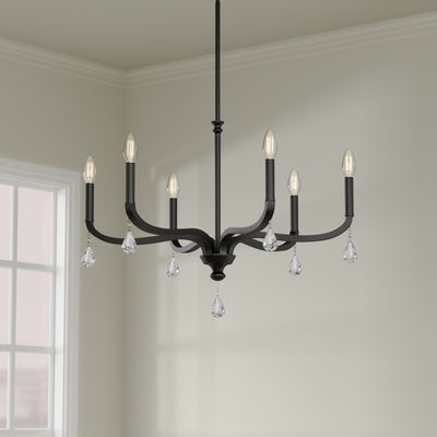 19.75'' Viremont Matte Black 6 Light Chandelier