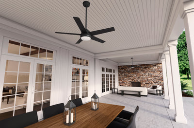 52 inch Skyflow Matte Black WeatherMax Indoor / Outdoor Ceiling Fan with LED Light Kit and Wall Control