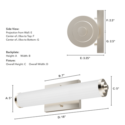 Holly Grove 18-inch 2-light Brushed Nickel Vanity Light with Cased White Glass