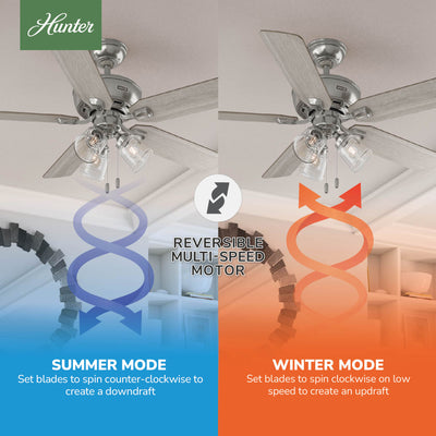 52 inch Rosner Brushed Nickel Ceiling Fan with LED Light Kit and Pull Chain